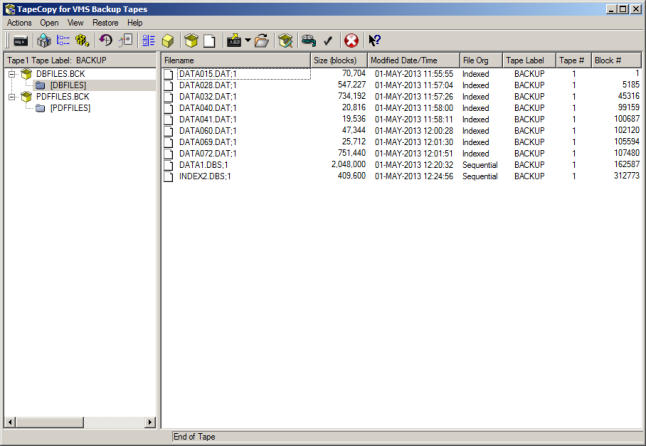 TapeCopy for VMS backup tapes screen shot